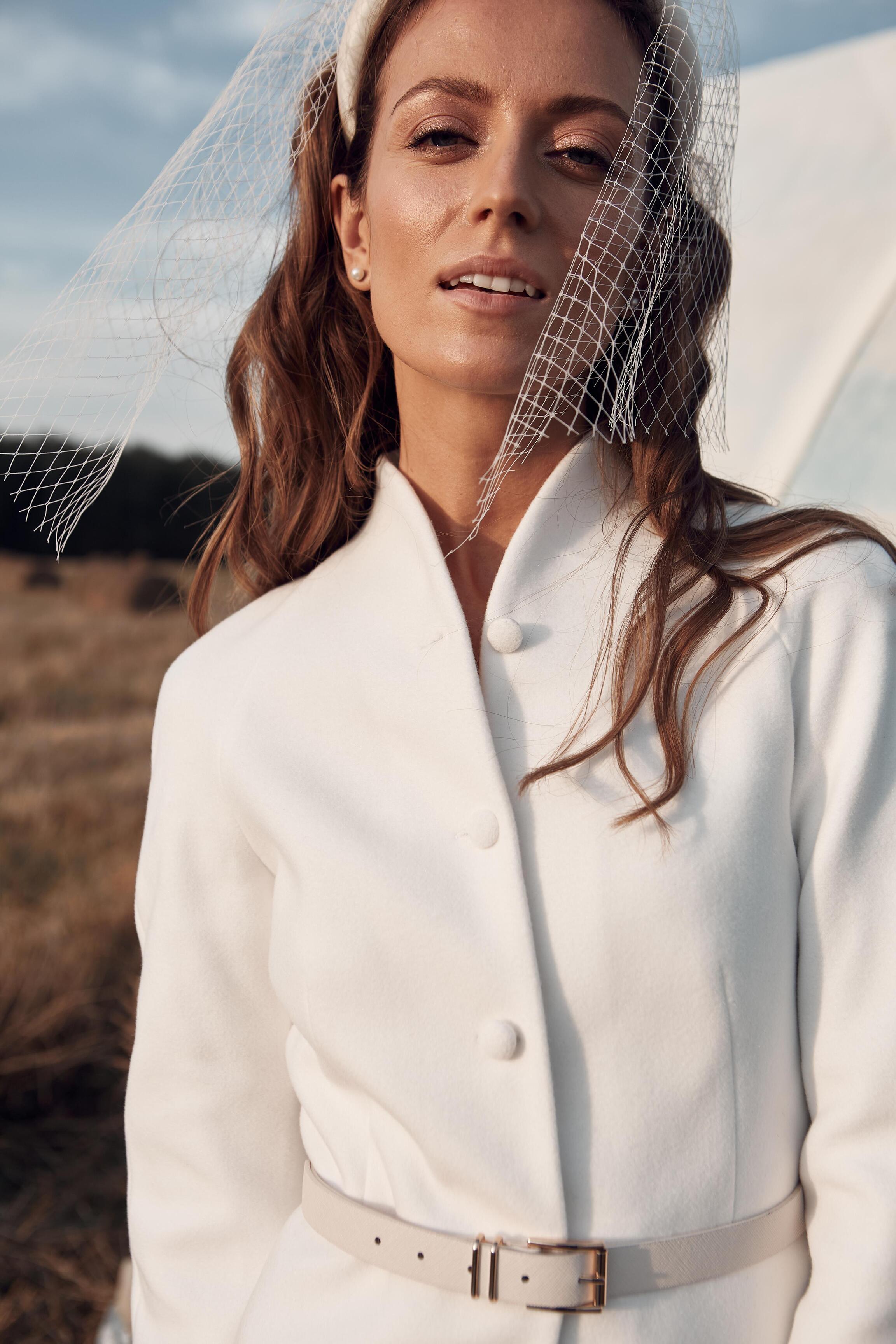 Wool and Cashmere Bridal Jacket with Raglan Sleeves