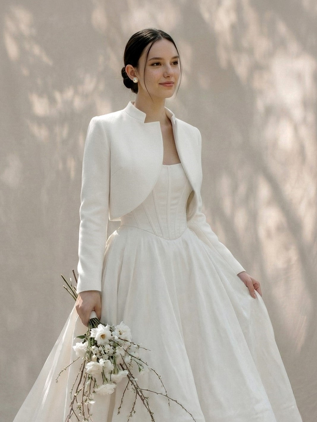 Bridal jacket wedding dress cover up cropped cashmere coat elegant topper for bride