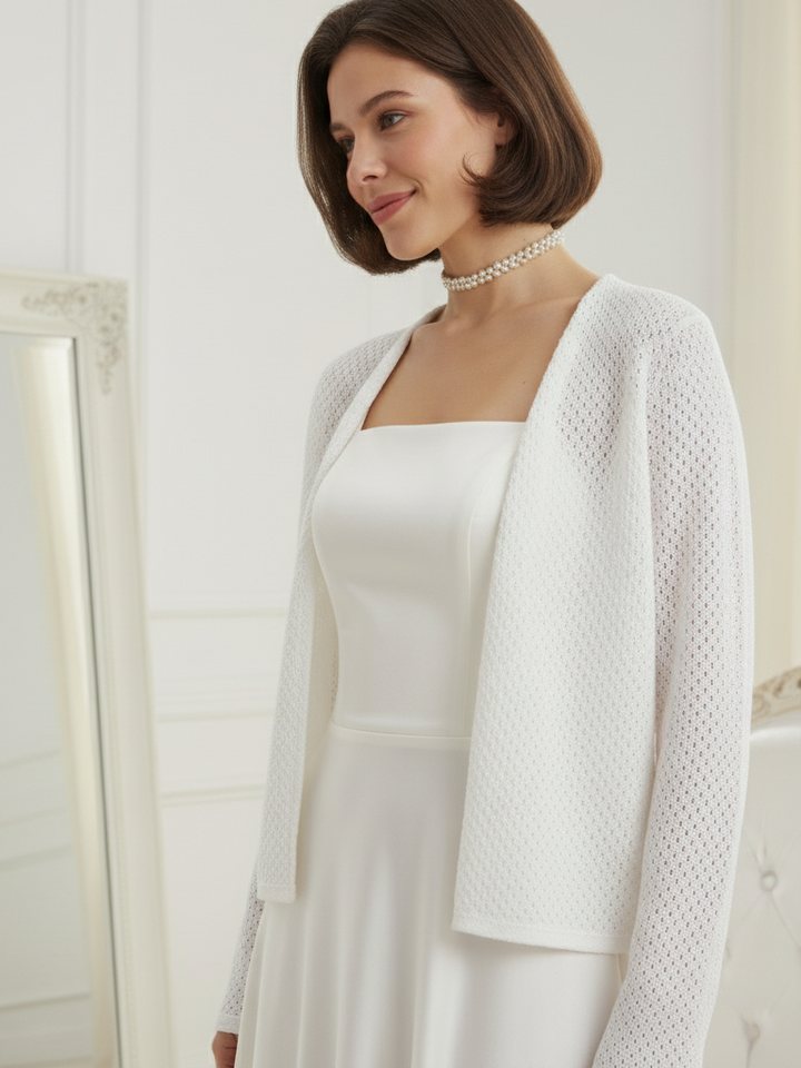 Elegant cotton shawl white bride sweater stylish wedding topper