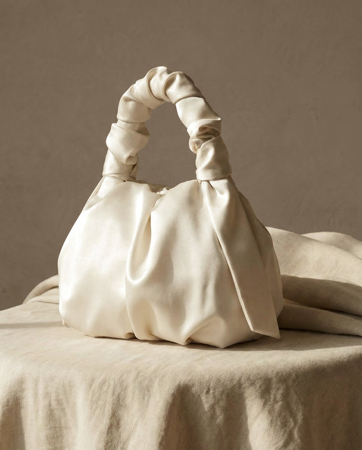 Bridal satin knot bag wedding clutch purse elegant evening handbag for bride