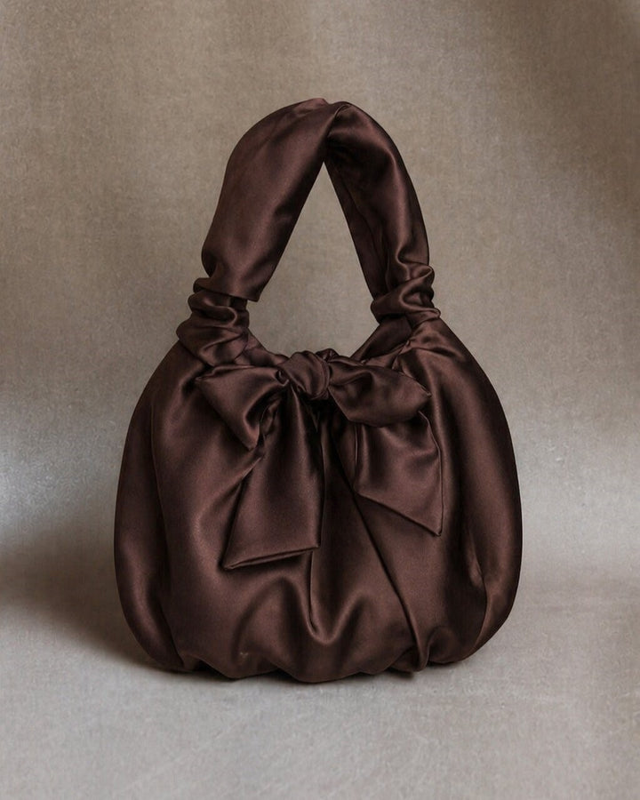 Elegant Satin Wedding Bag – Ivory Bridal Purse with Knotted Handle