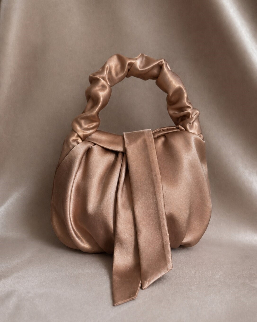Elegant Satin Wedding Bag – Ivory Bridal Purse with Knotted Handle