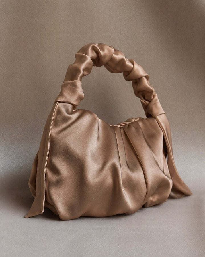 Elegant Satin Wedding Bag – Ivory Bridal Purse with Knotted Handle