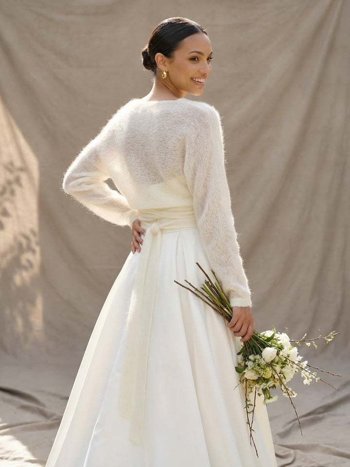 Ivory bridal mohair stole wrap knit mantle for dress wedding cardigan