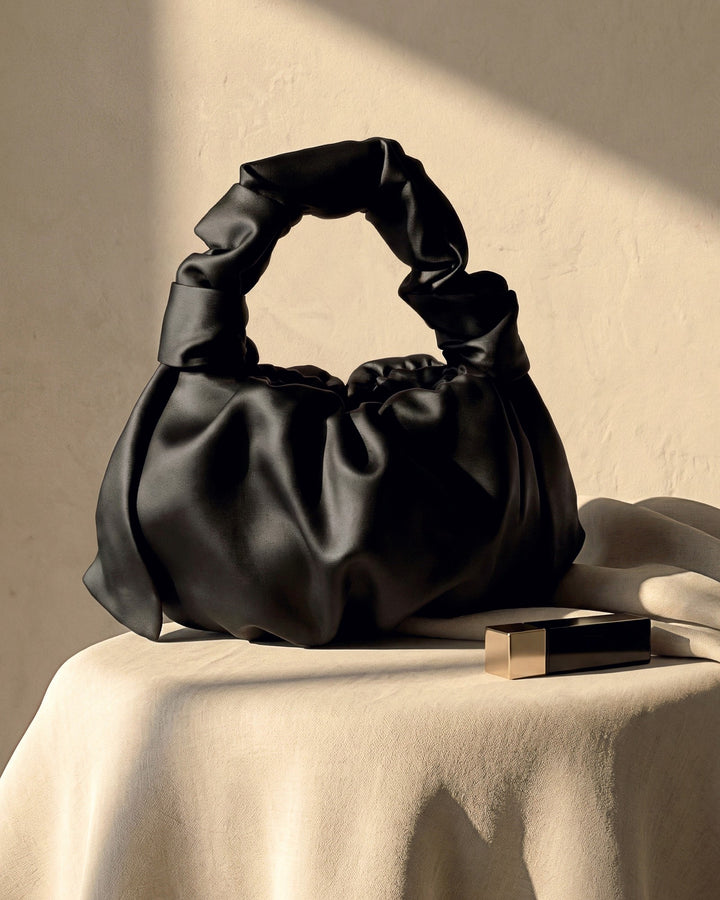 Bridal satin knot bag wedding clutch purse elegant evening handbag for bride