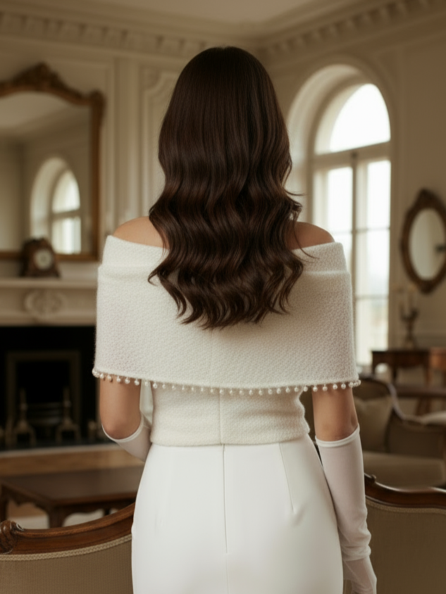 Romantic bridal topper sleeveless cropped top sweater with pearls