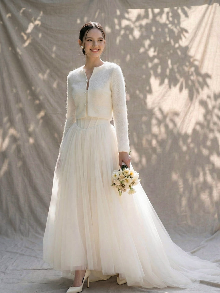 Ivory bolero jacket bridal sweater mohair cardigan elegant topper for wedding gown