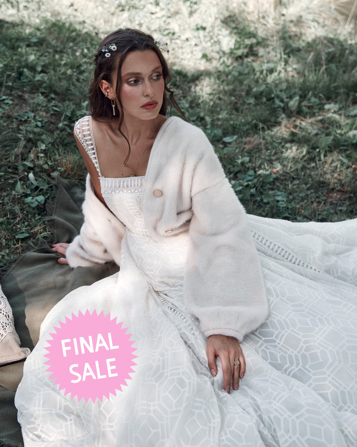 Vegan Angora Blush Wedding Cardigan