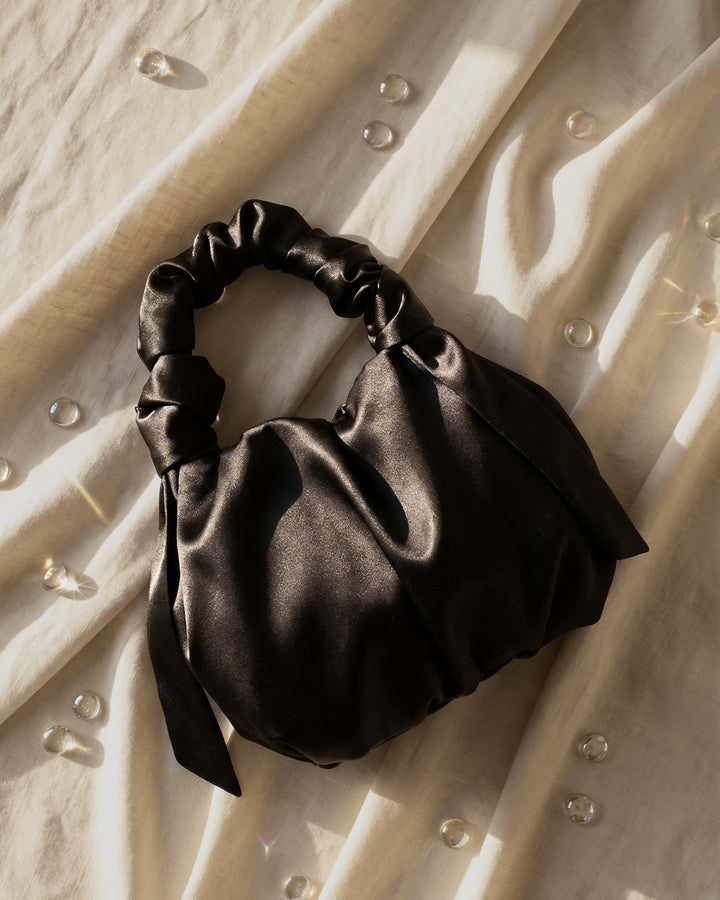 Bridal satin knot bag wedding clutch purse elegant evening handbag for bride