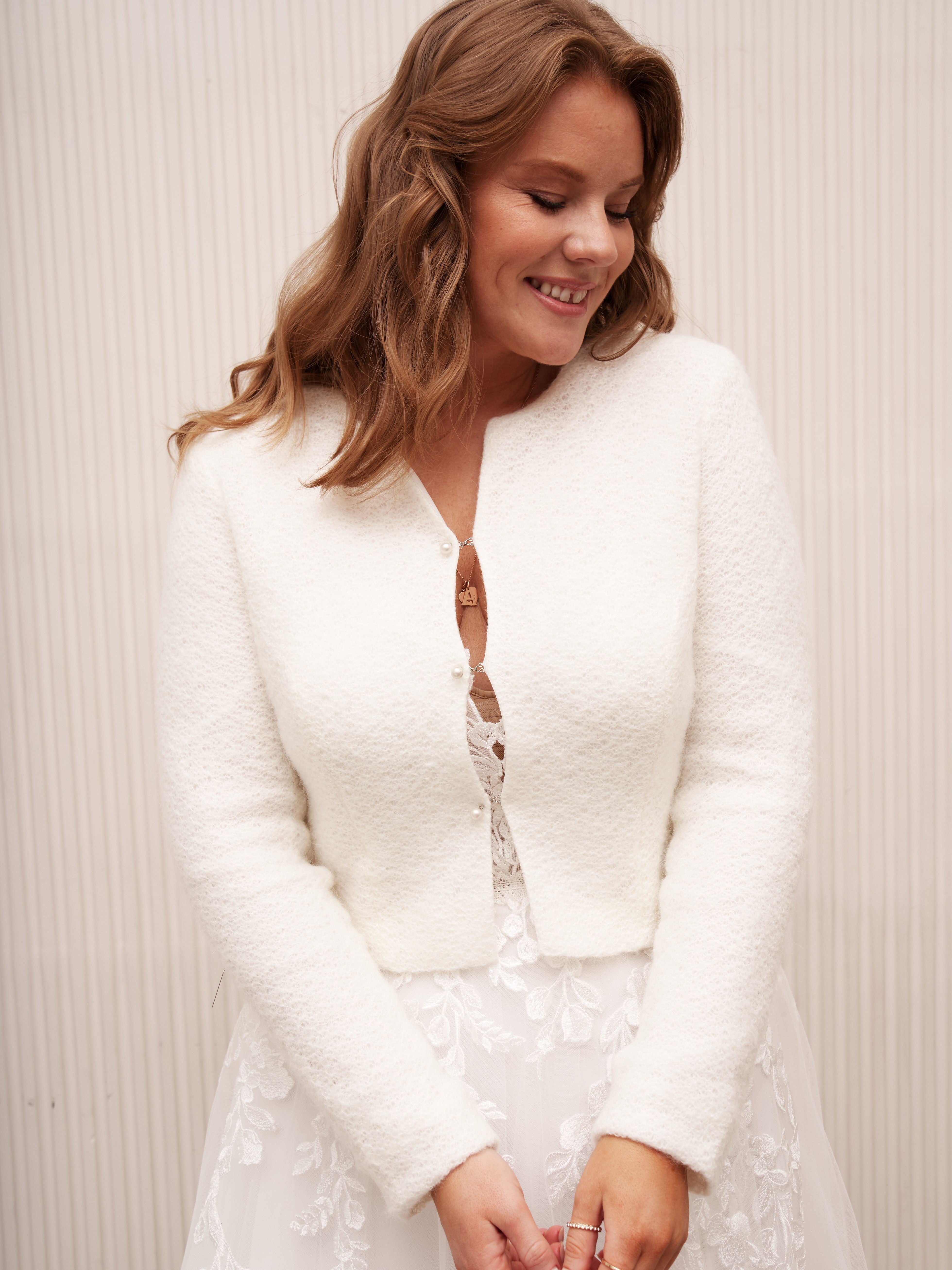 White Bolero Jacket for Wedding. Short Wool Crop Long Sleeves Cardigan.