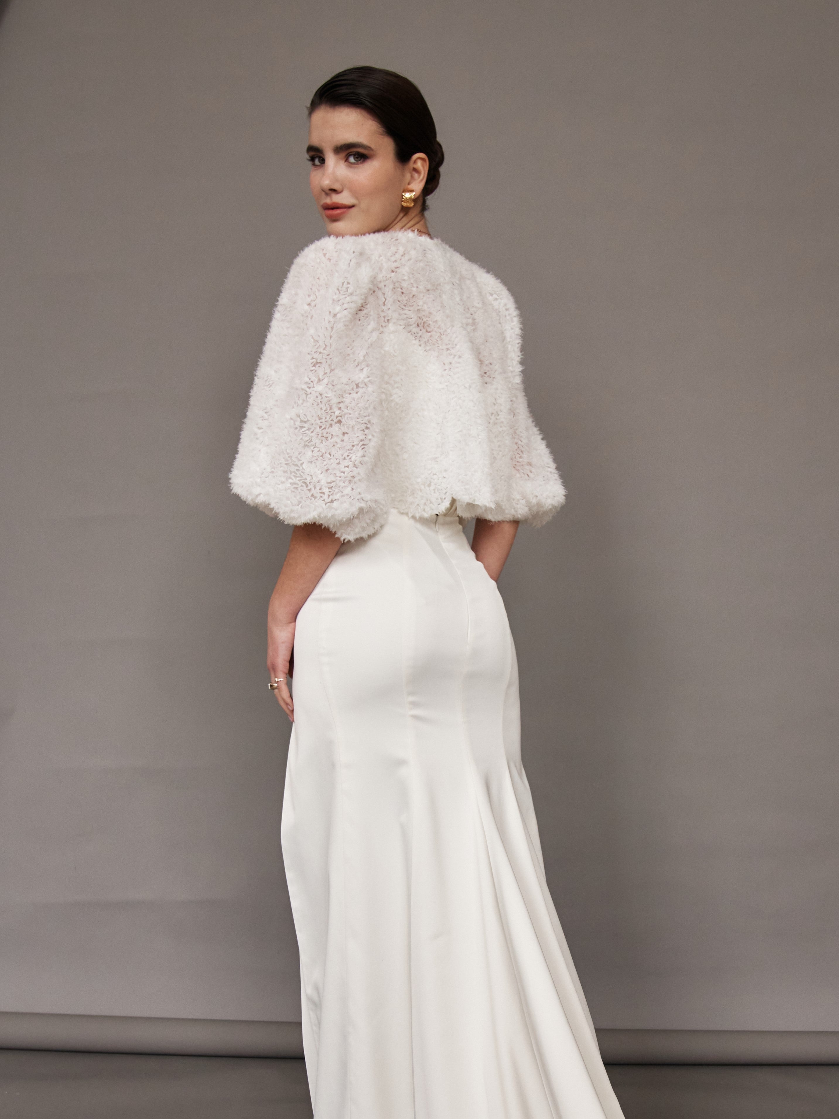 Tulle Bridal Bolero Jacket with Voluminous Long-Sleeve