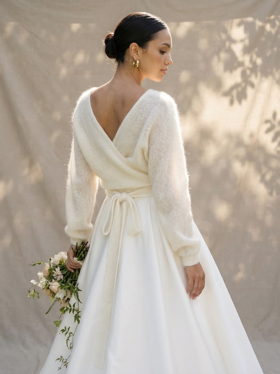 Ivory bridal mohair stole wrap knit mantle for dress wedding cardigan