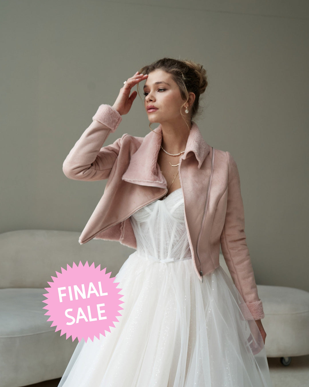 Vegan Fur Party Jacket – Blush Bridesmaids Top Perfect Gift