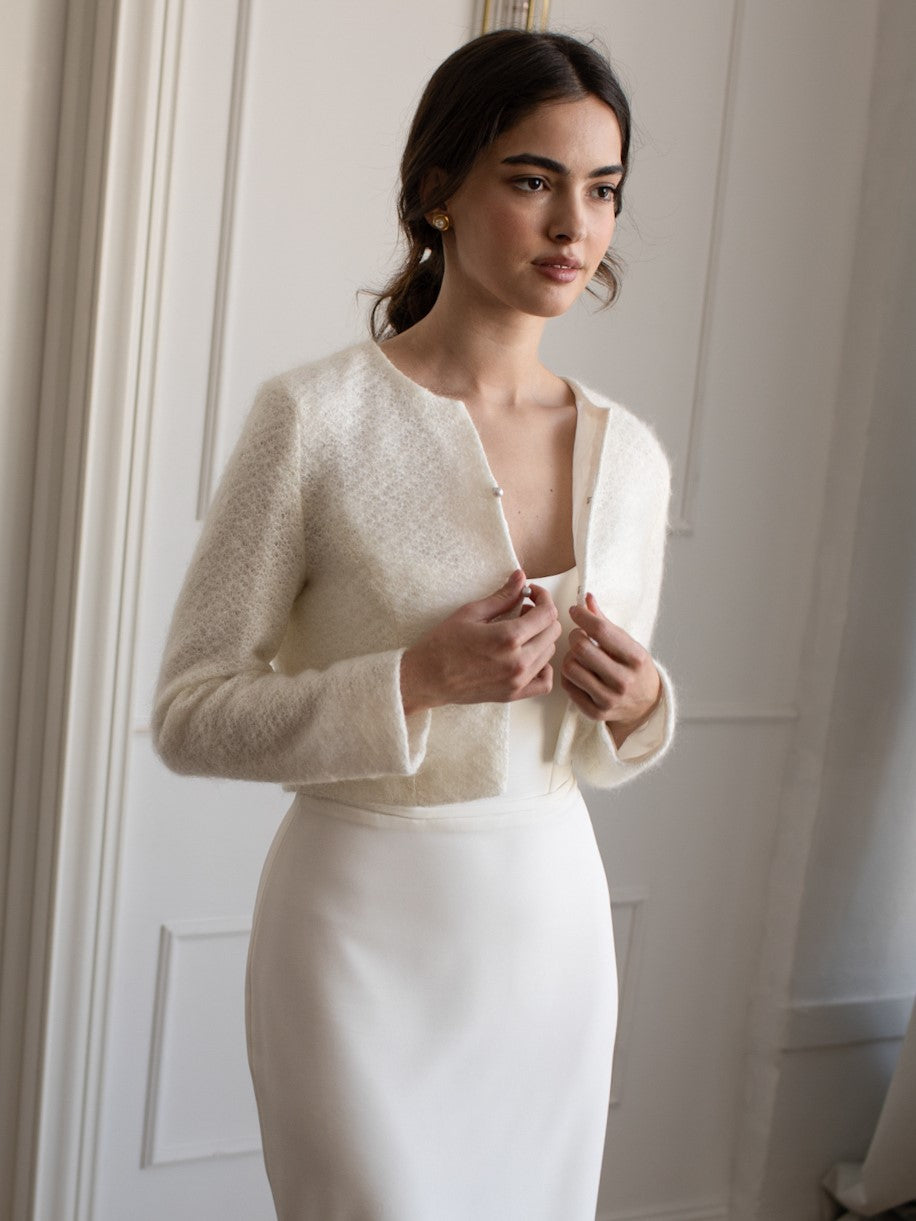 White Mohair Sweater – Wedding Dress Bolero Jacket & Topper 4 US / EU 36 / Ivory White Mohair Sweater – Wedding Dress Bolero Jacket & Topper 4 US / EU 36 / Ivory