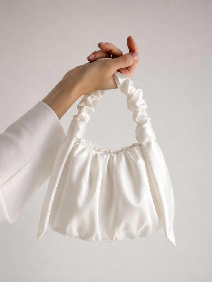 Wedding Handbag Satin Bridal Purse Soft Evening Bag For Bride Party Clutch