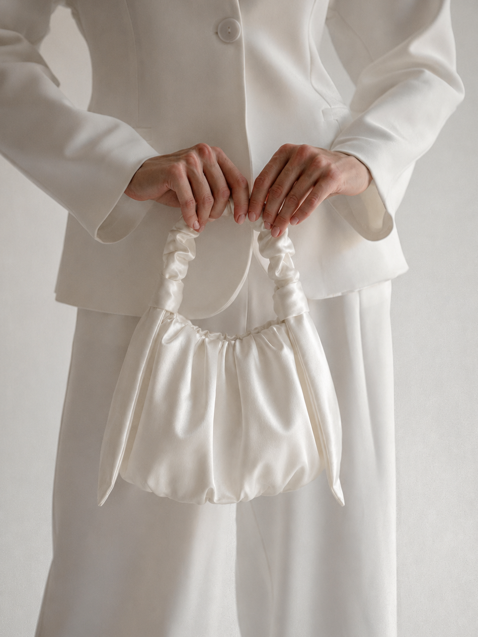 Wedding Handbag Satin Bridal Purse Soft Evening Bag For Bride Party Clutch