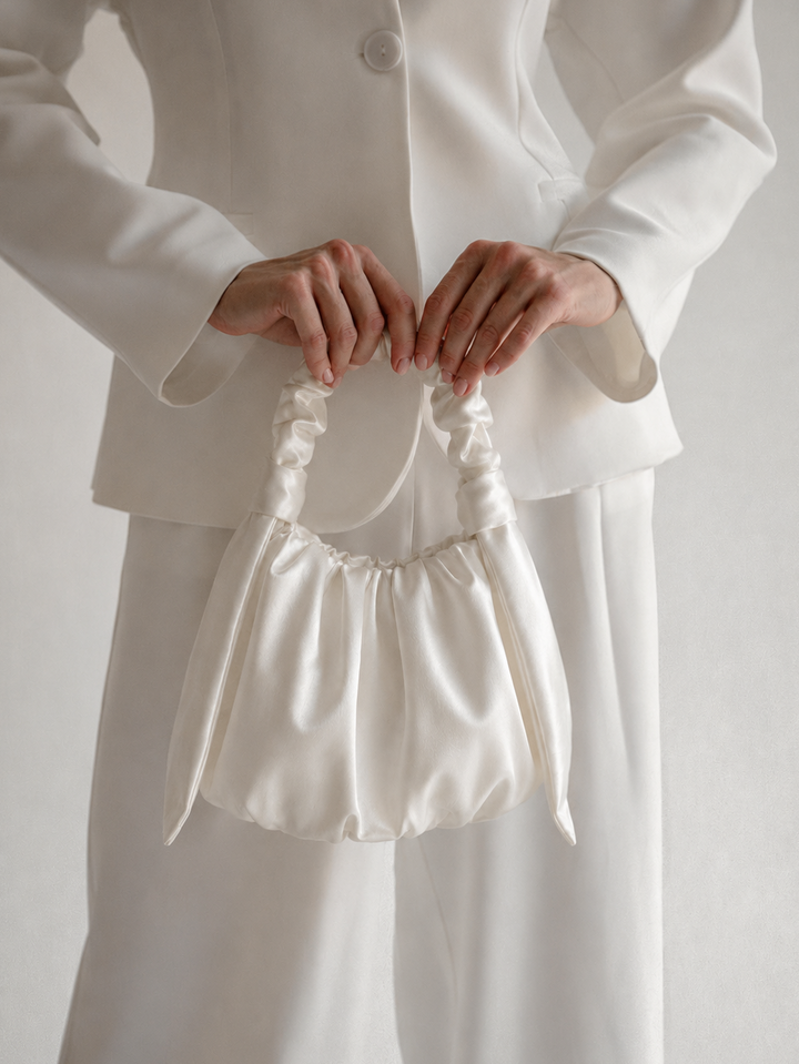 Wedding Handbag Satin Bridal Purse Soft Evening Bag For Bride Party Clutch