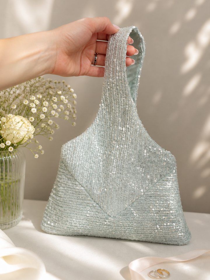 Sage Green Evening Bag Sequin Party Purse Statement Handbag