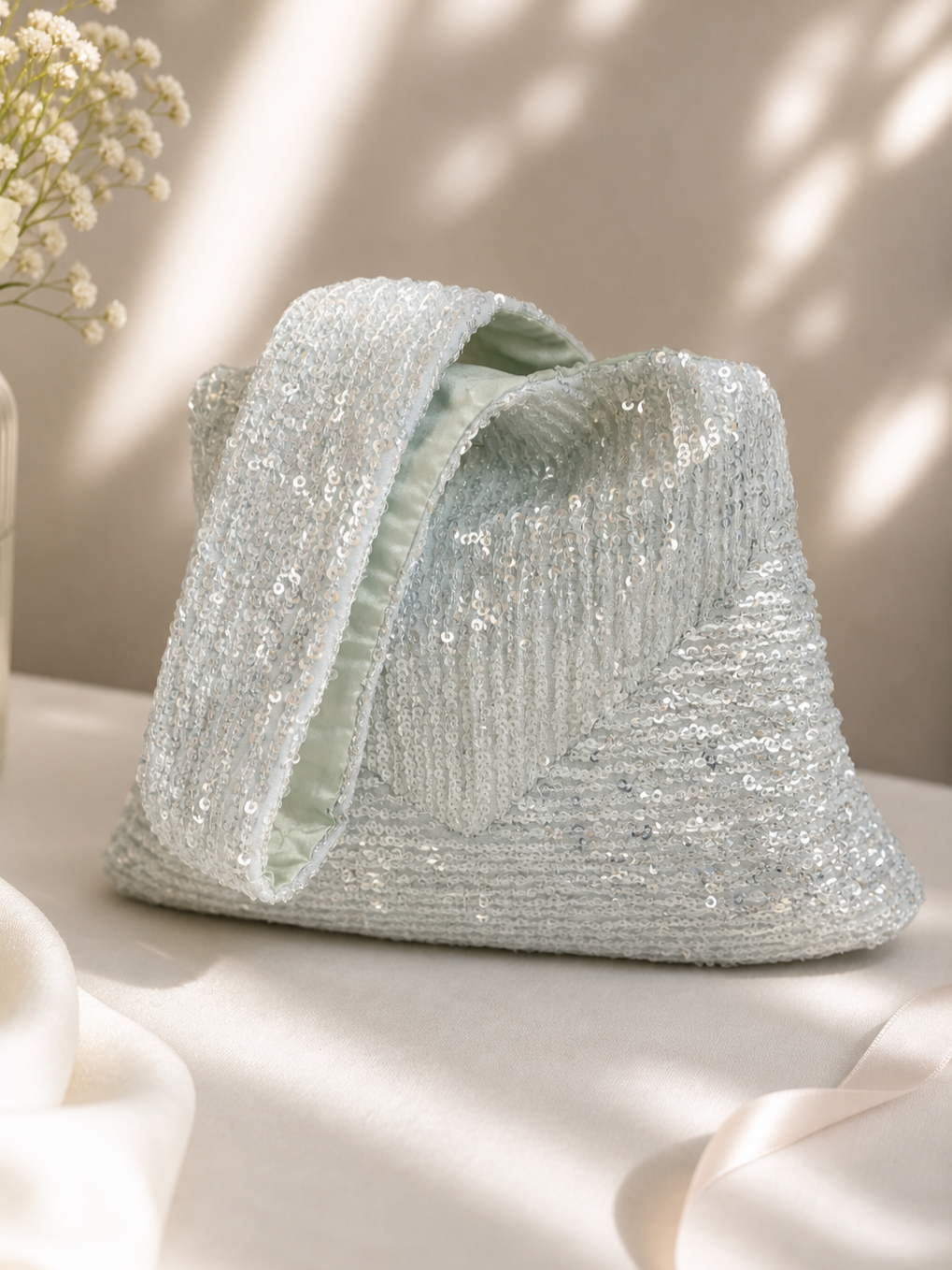 Sage Green Evening Bag Sequin Party Purse Statement Handbag