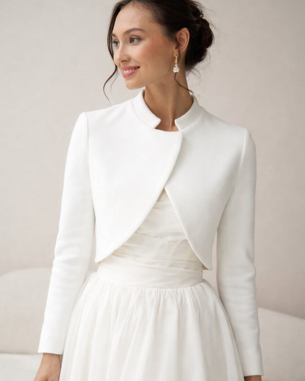 Wedding Wrap Bride Bolero Jacket Bridal Dress Shrug White US 4 / EU 36
