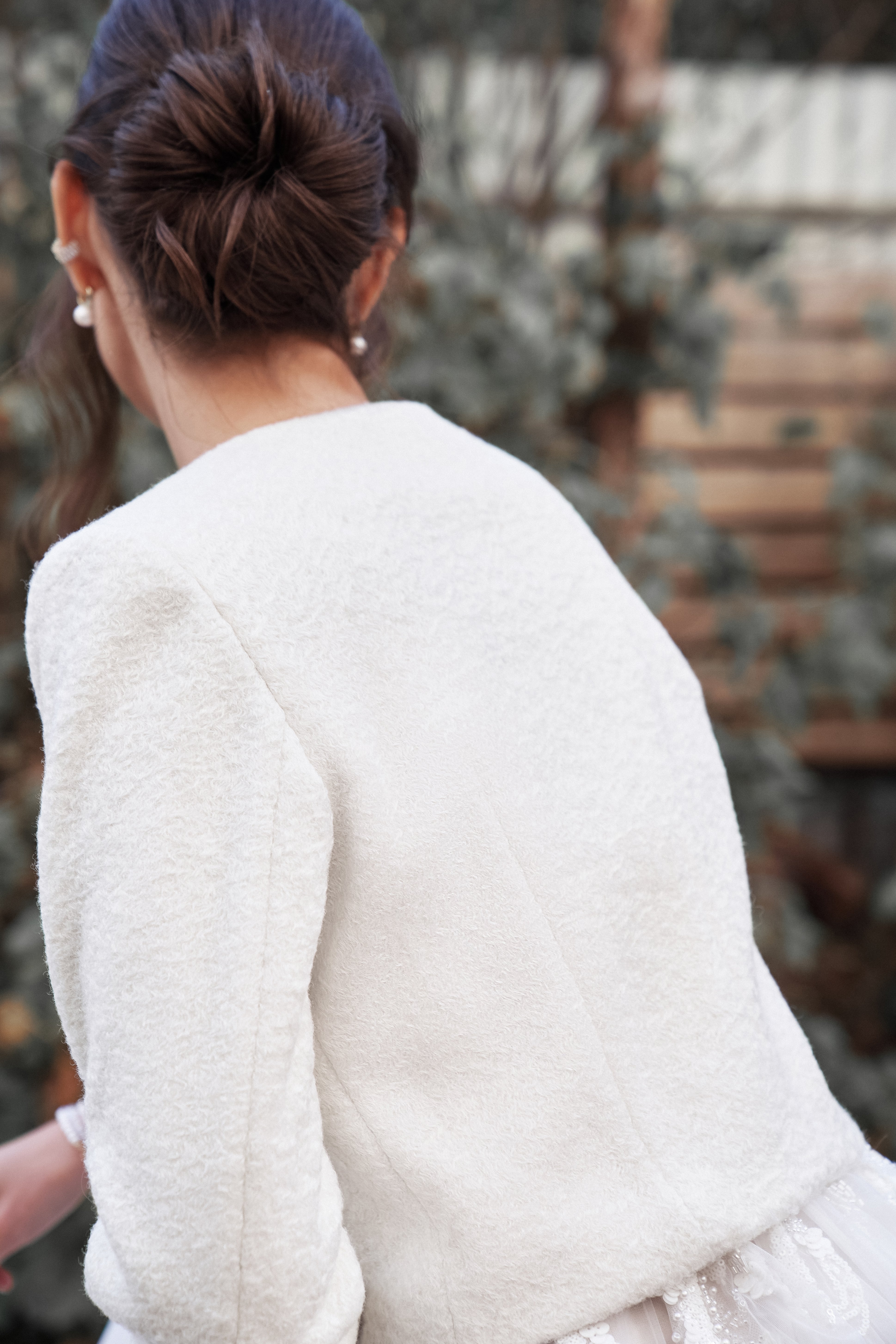 Warm alpaca wool jacket for wedding dress