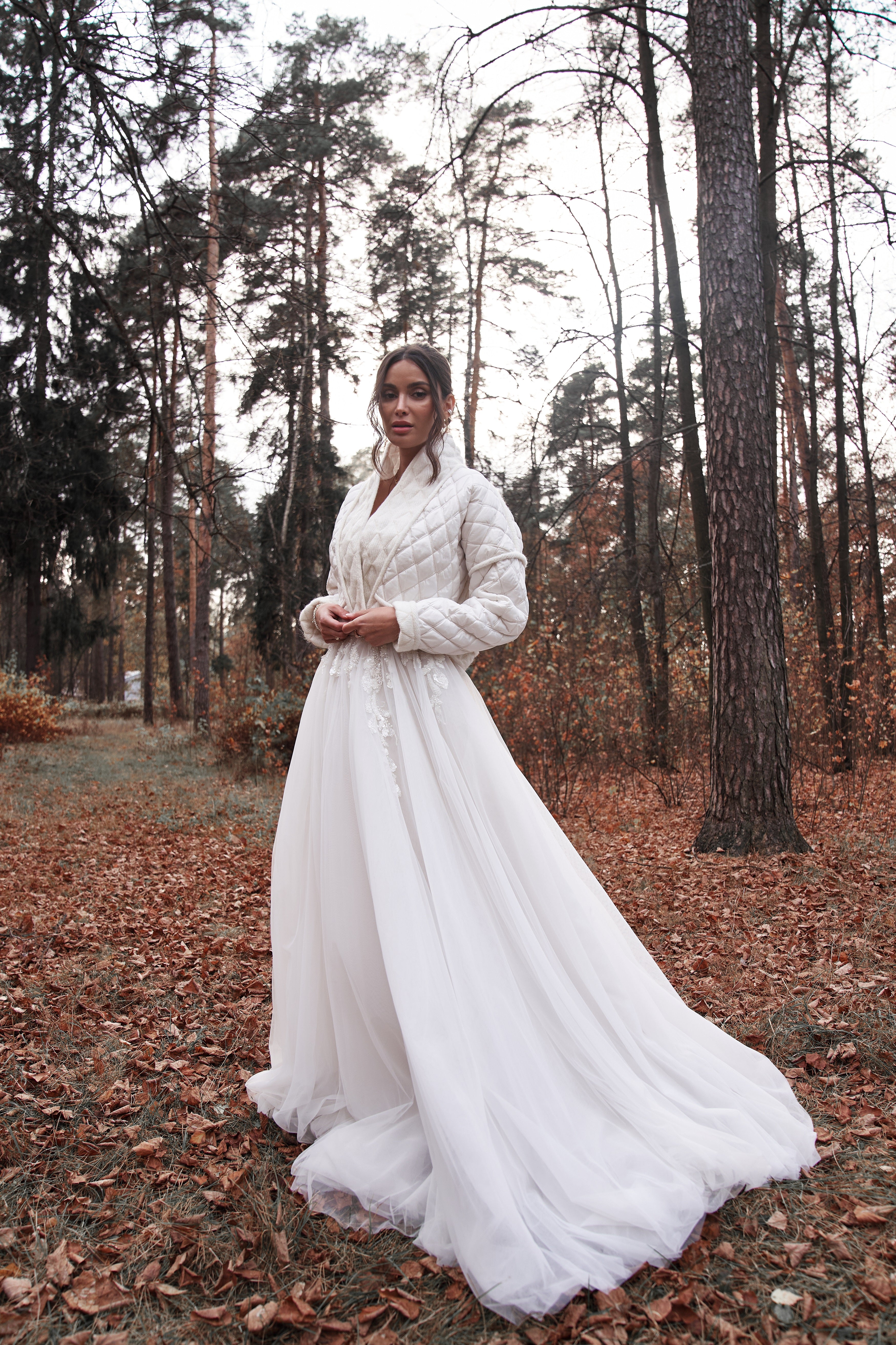 Reversible Quilted Wool Ivory Bridal Coat for a Chic Winter Wedding