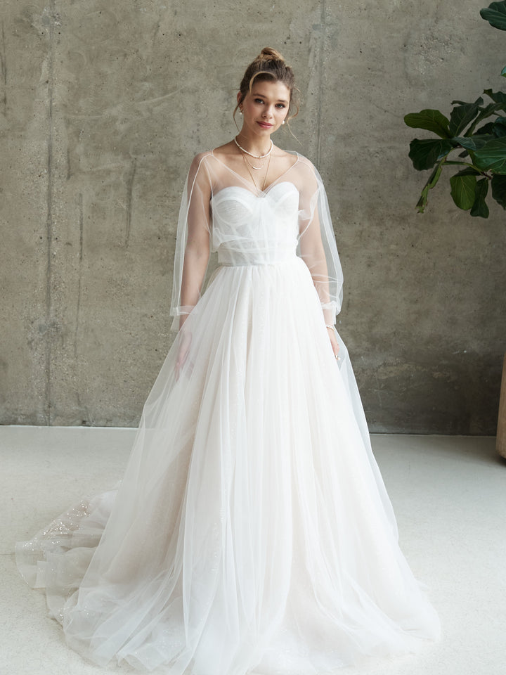 Bridal tulle wrap white bolero elegant blouse summer wedding top