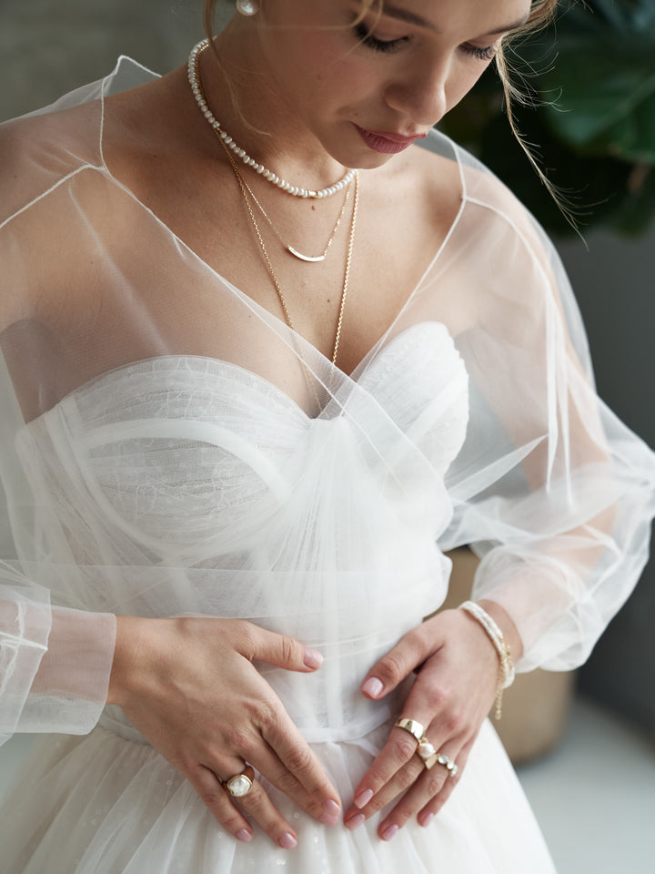 Bridal tulle wrap white bolero elegant blouse summer wedding top