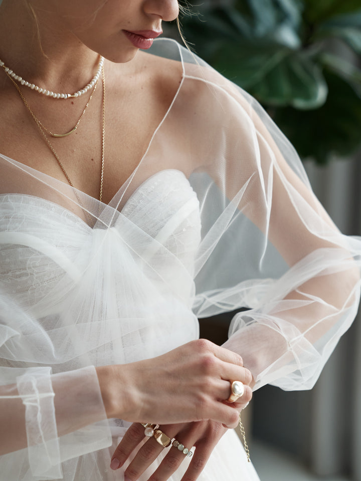 Bridal tulle wrap white bolero elegant blouse summer wedding top