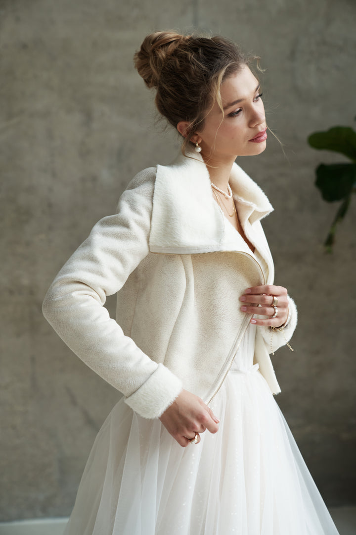 Wedding Dress Topper Fur Coat for Bride Wedding Cover Up