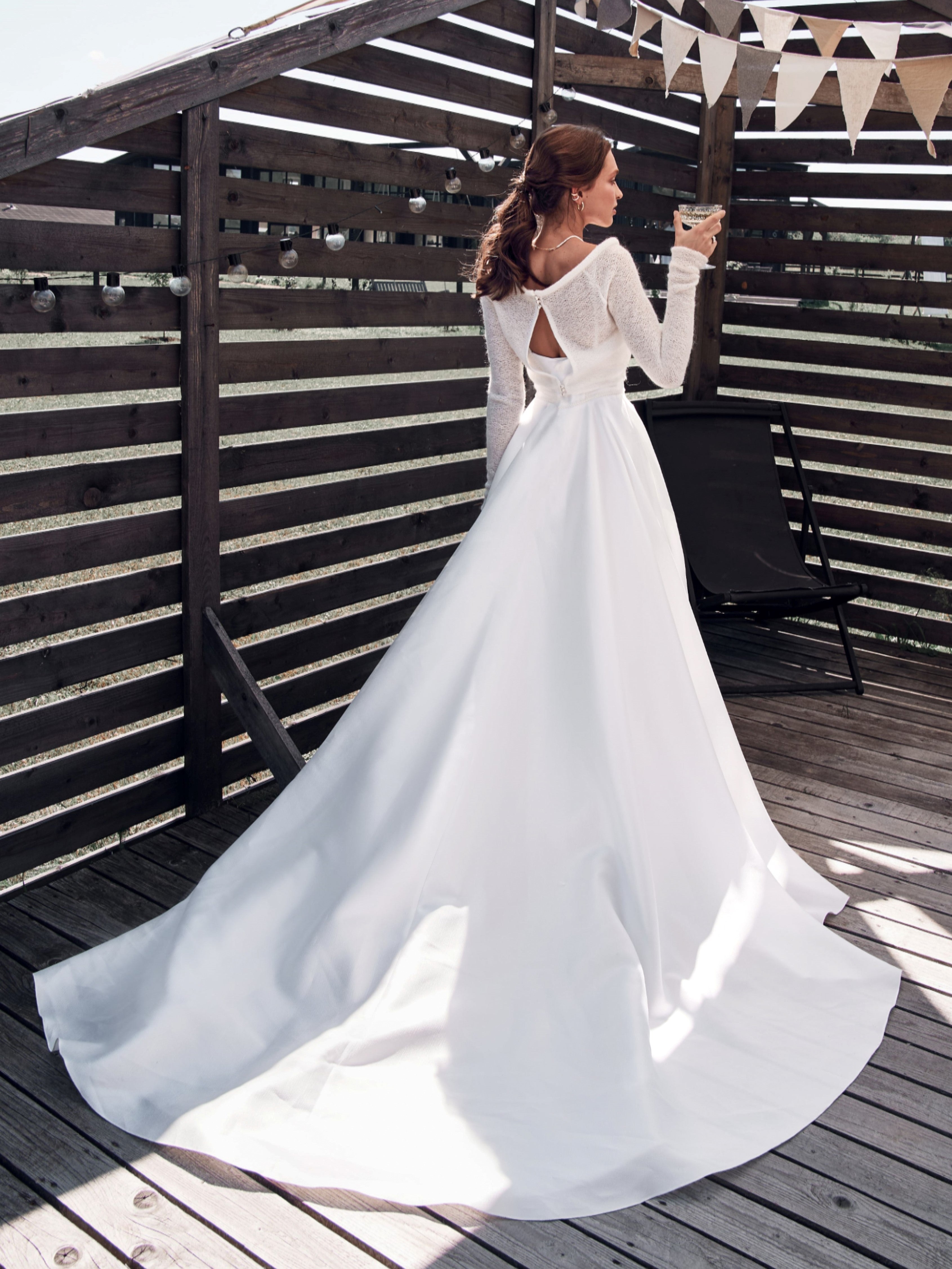 Off-Shoulder Bridal Bolero with Open Back