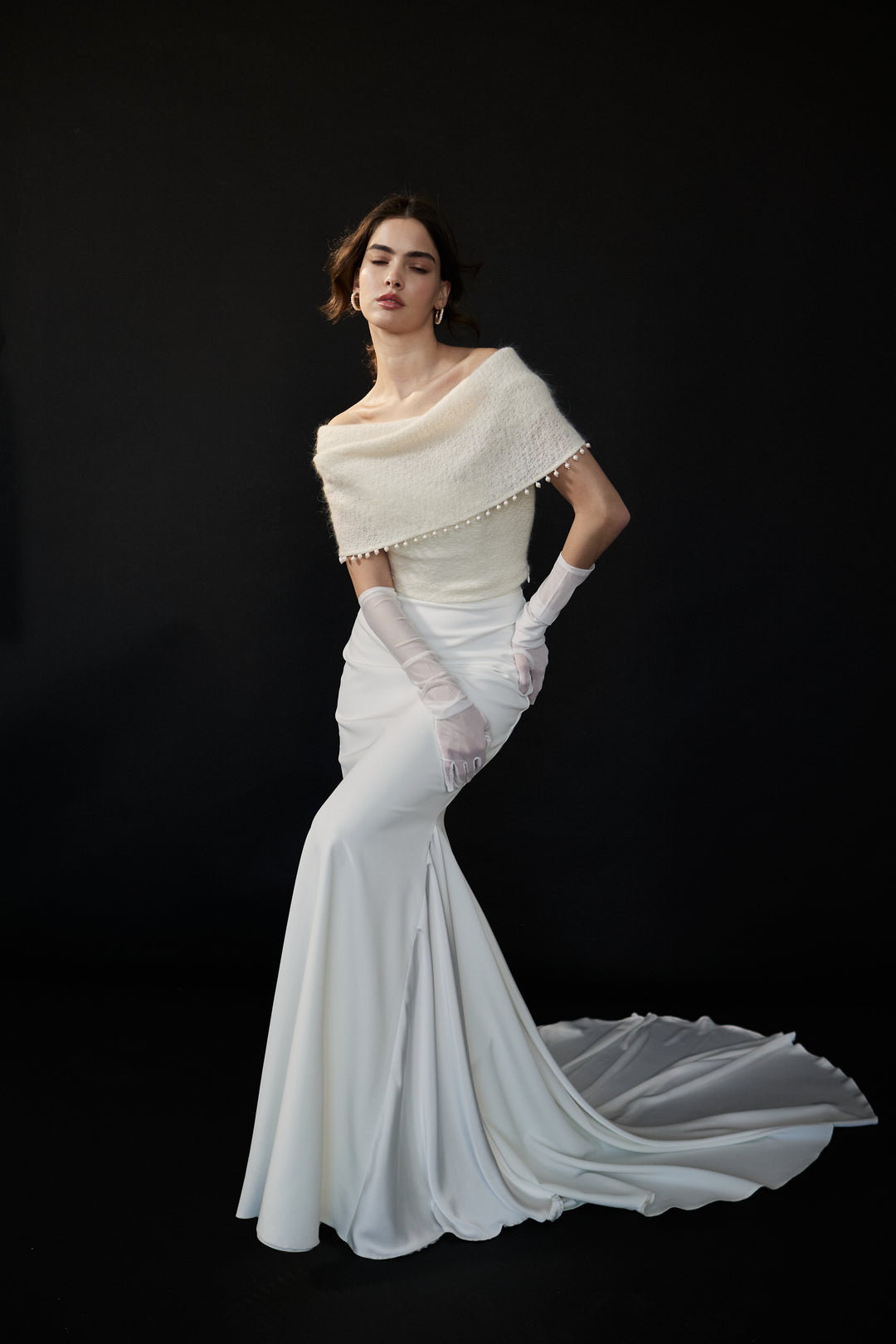 Modern Wedding Shrug Off White Bolero for Bridal Party Outfits L Modern Wedding Shrug Off White Bolero for Bridal Party Outfits L