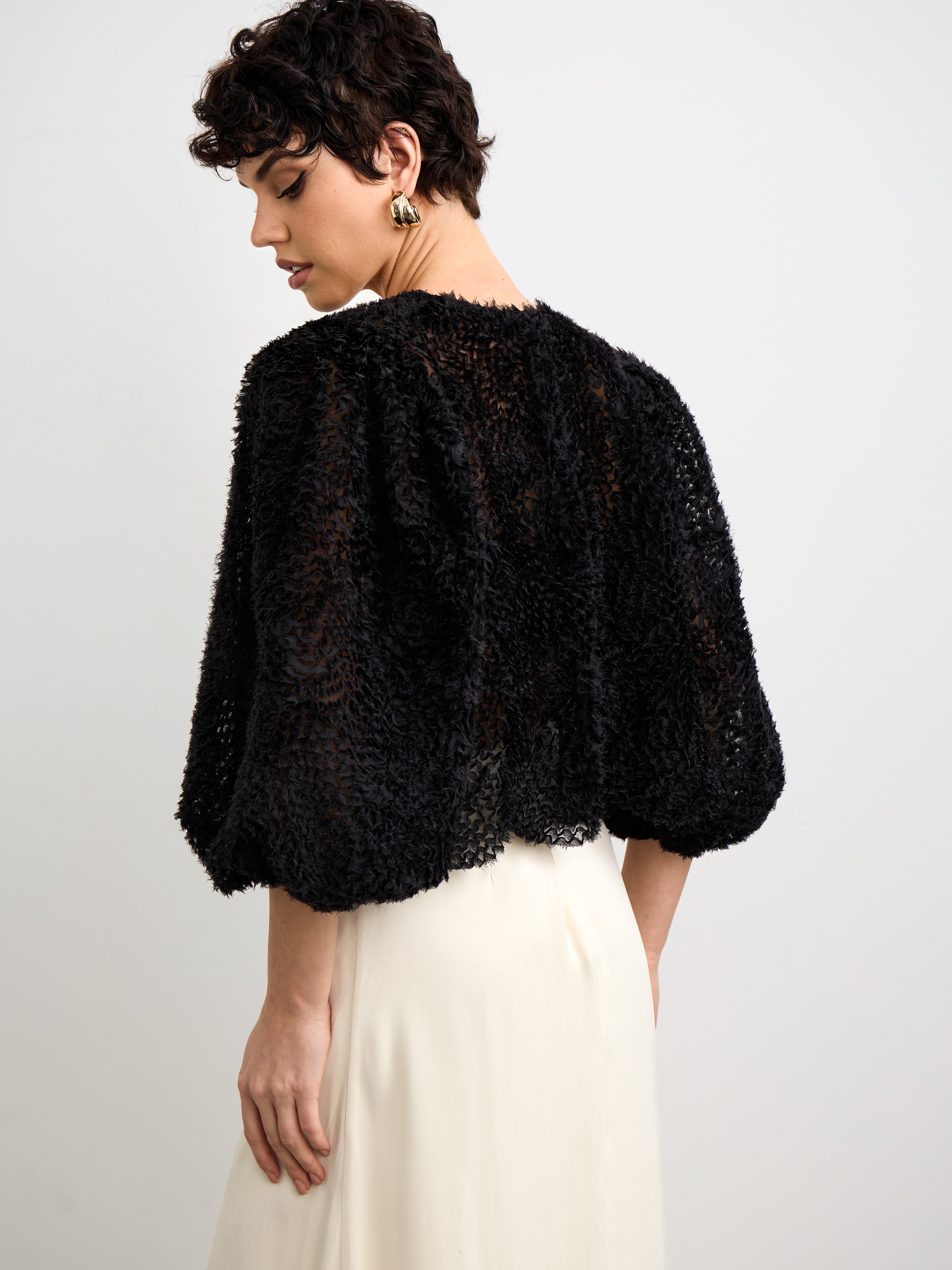 Black Tulle Shrug, Half Sleeves Bolero Jacket for Evening Dress