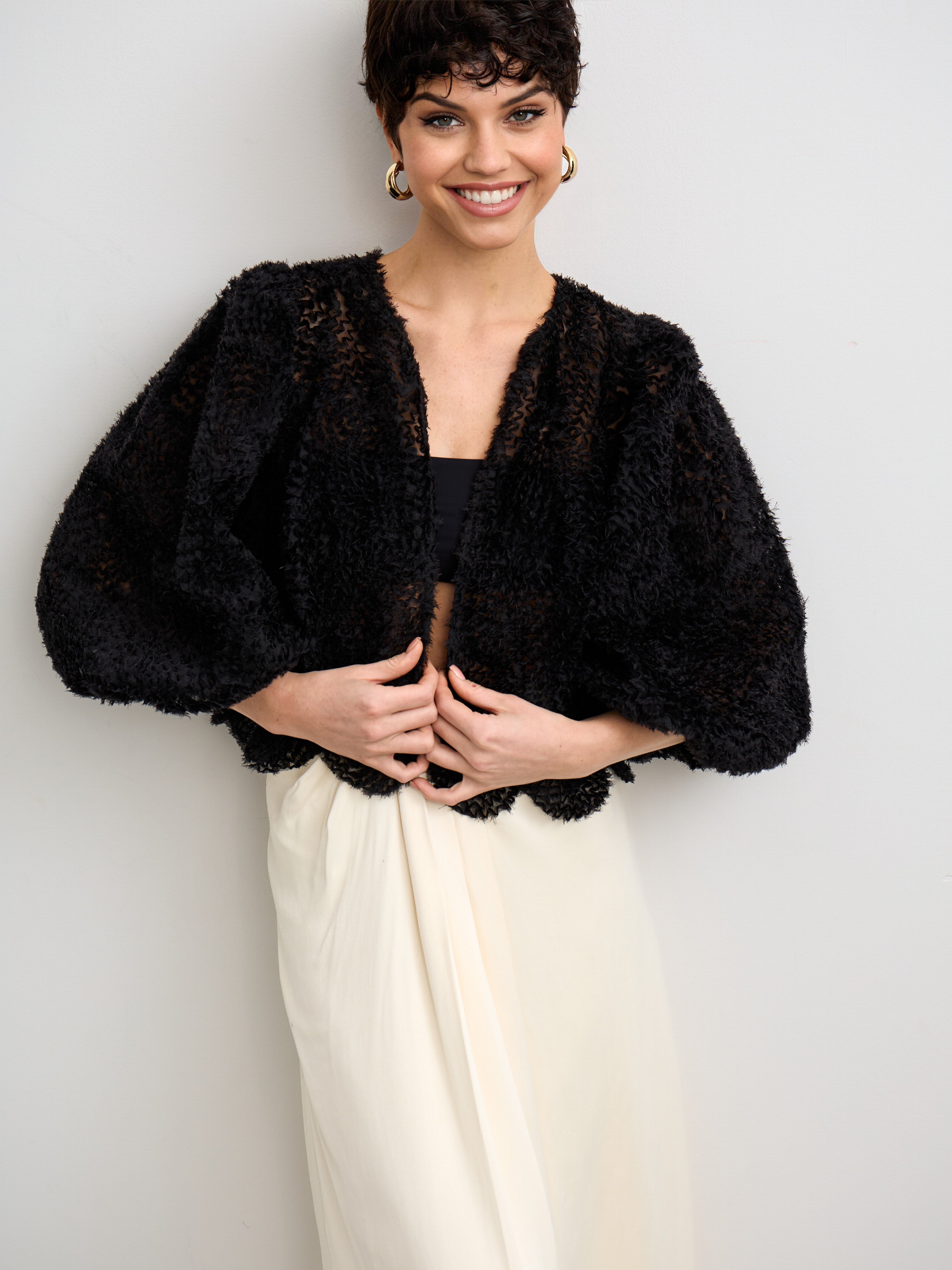 Black Tulle Shrug, Half Sleeves Bolero Jacket for Evening Dress