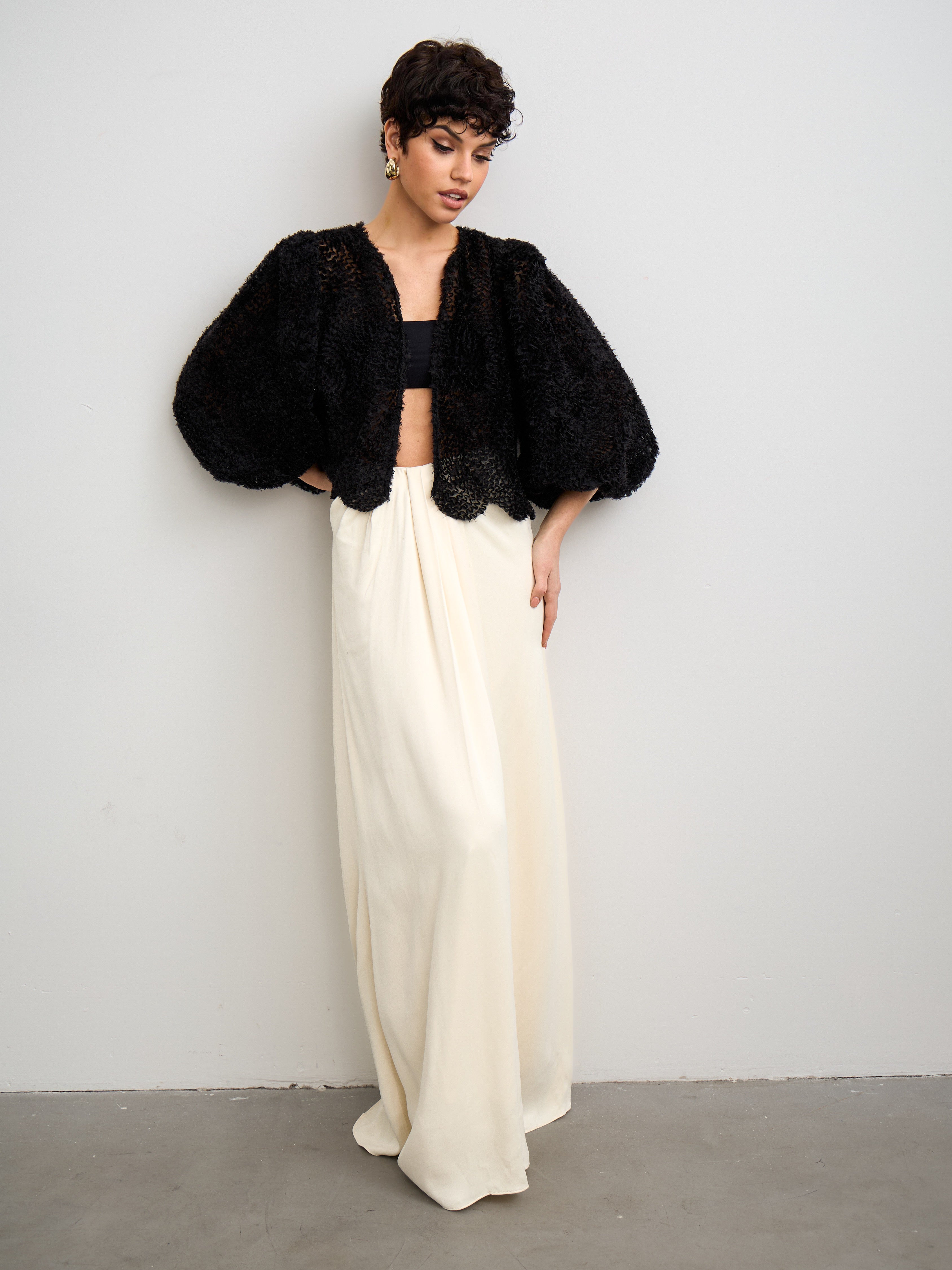 Black Tulle Shrug, Half Sleeves Bolero Jacket for Evening Dress