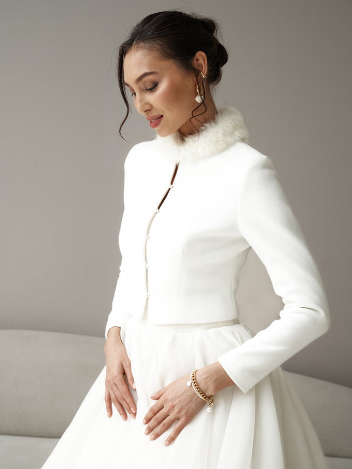 Wedding Dress Layer Winter Bridal Cape White Blazer for Wedding