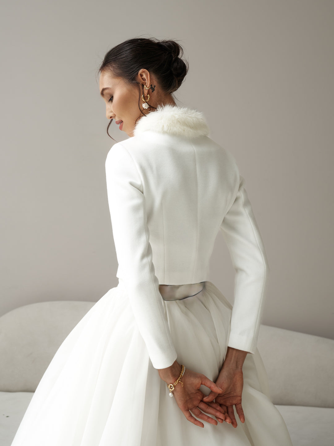 Wedding Dress Layer Winter Bridal Cape White Blazer for Wedding