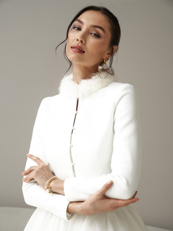 Wedding Dress Layer Winter Bridal Cape White Blazer for Wedding