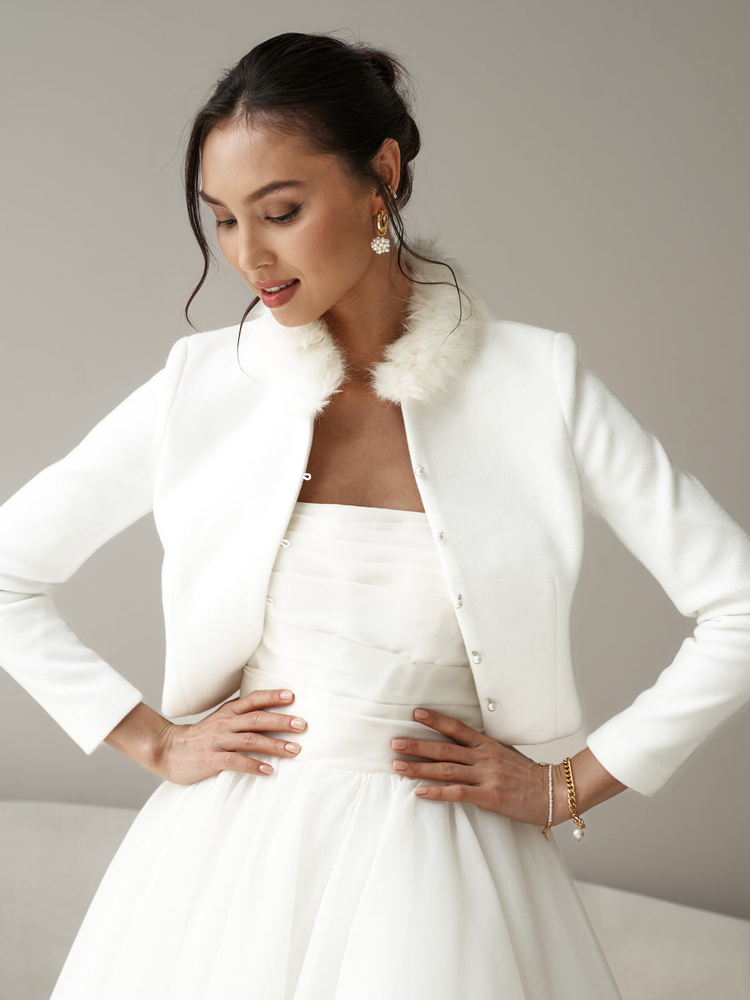 Wedding Dress Layer Winter Bridal Cape White Blazer for Wedding