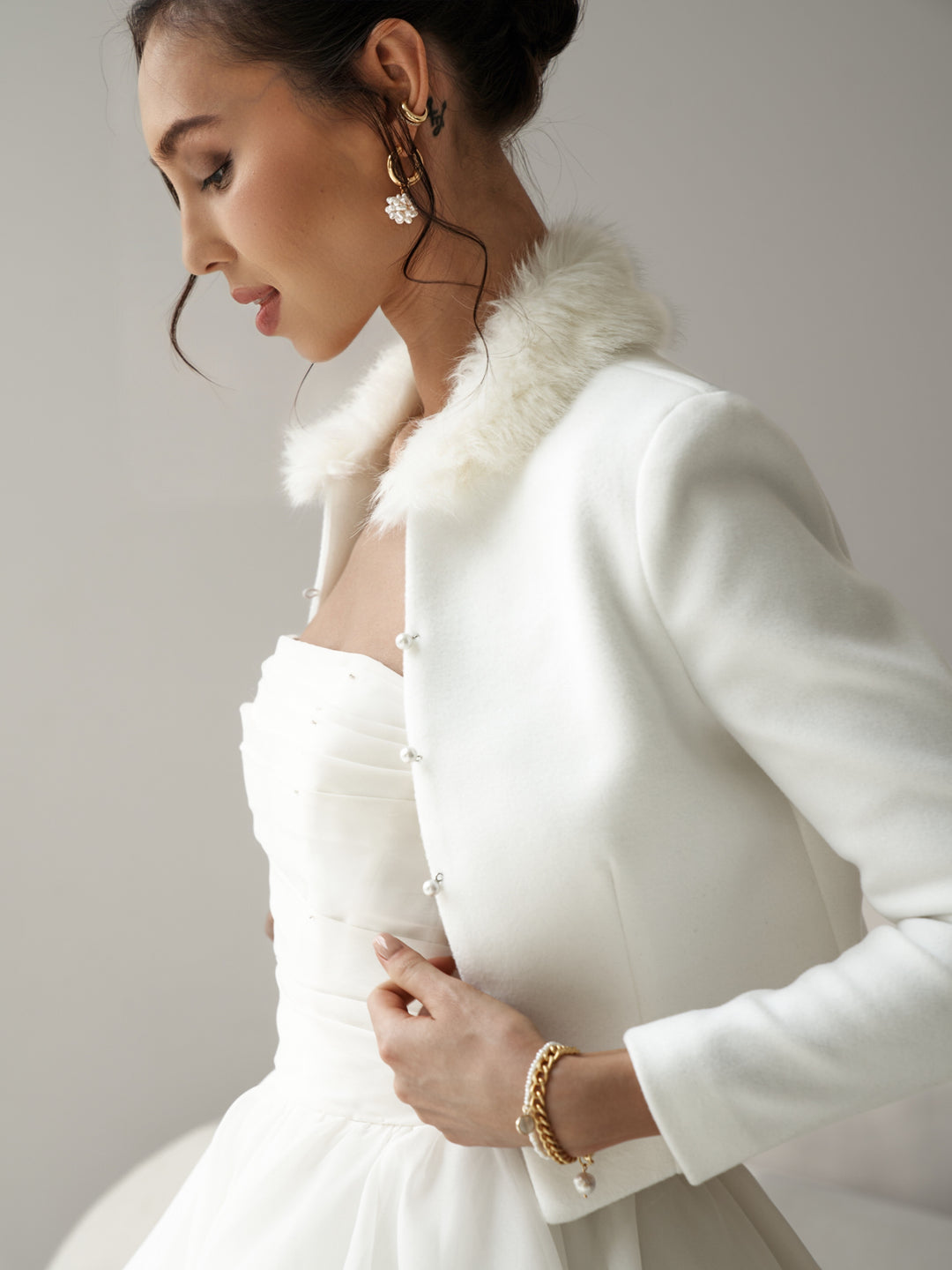 Wedding Dress Layer Winter Bridal Cape White Blazer for Wedding