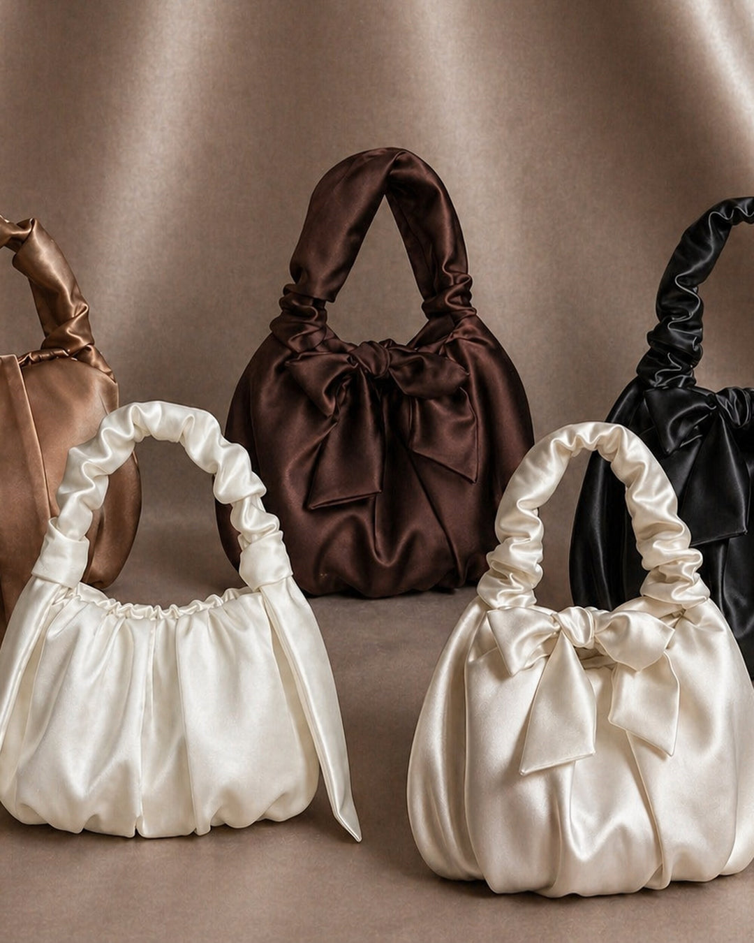Elegant Satin Wedding Bag – Ivory Bridal Purse with Knotted Handle