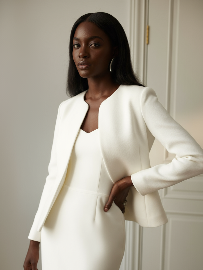 Cashmere bridal blazer white jacket with belt long sleeve wedding cover up