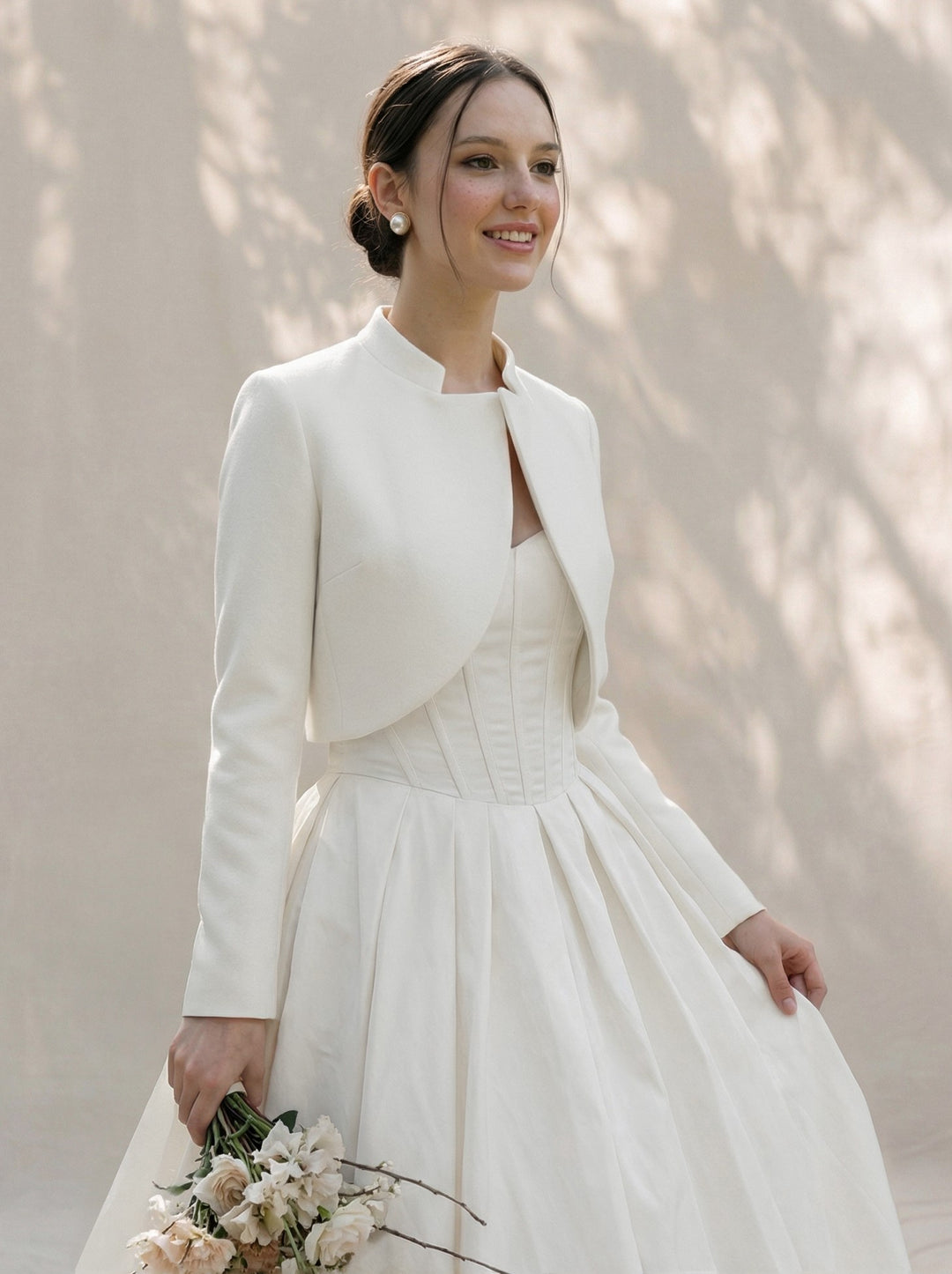 Bridal jacket wedding dress cover up cropped cashmere coat elegant topper for bride