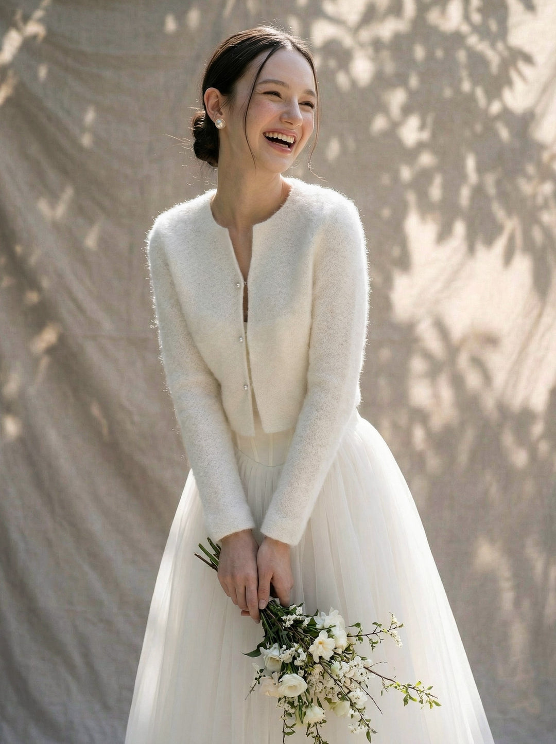 Ivory bolero jacket bridal sweater mohair cardigan elegant topper for wedding gown