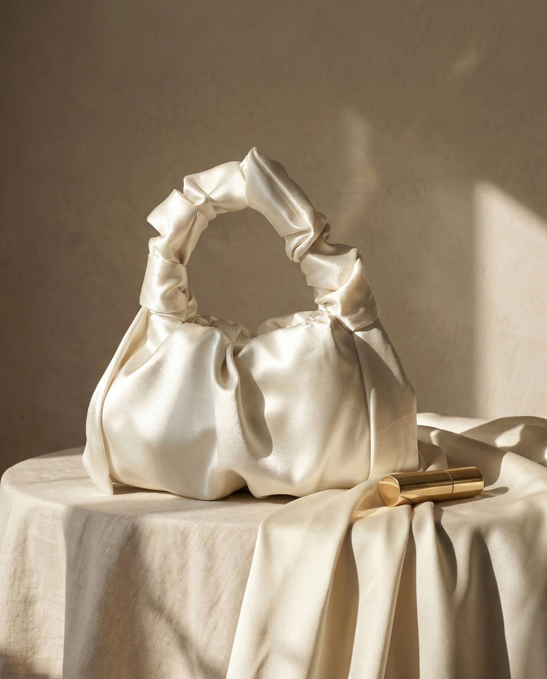 Bridal satin knot bag wedding clutch purse elegant evening handbag for bride