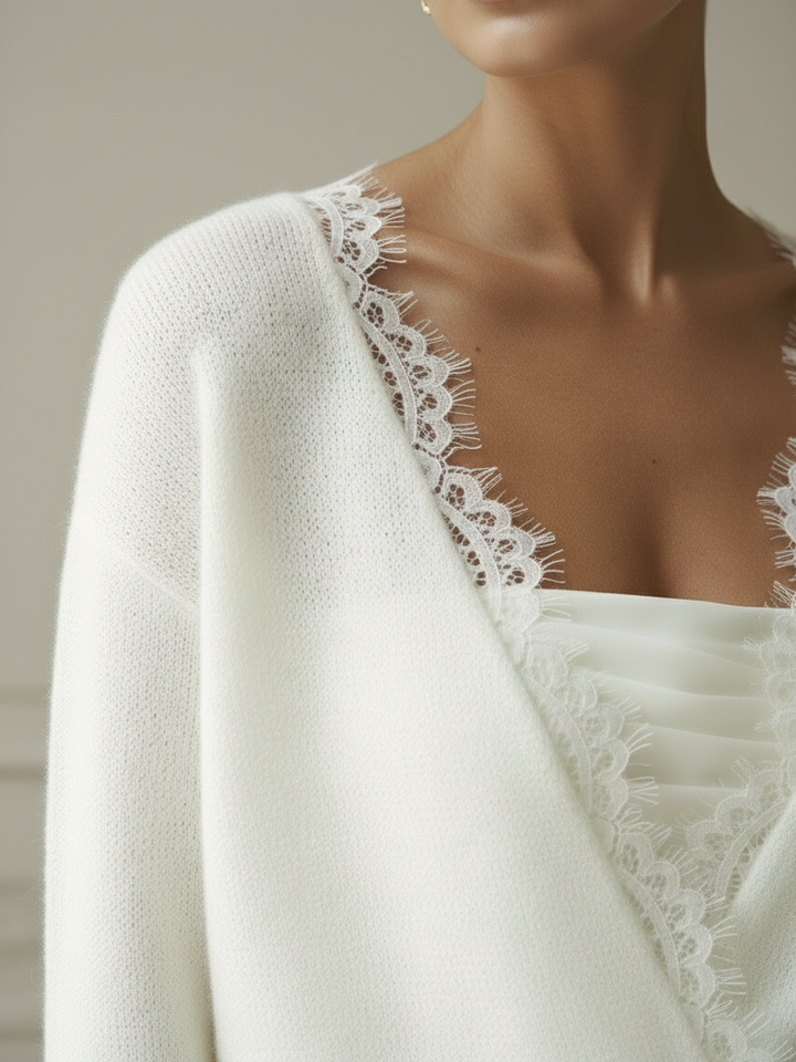 Bridal Knit Top Ivory Mohair Convertible Wedding Cover Up Lace Open Back Layer