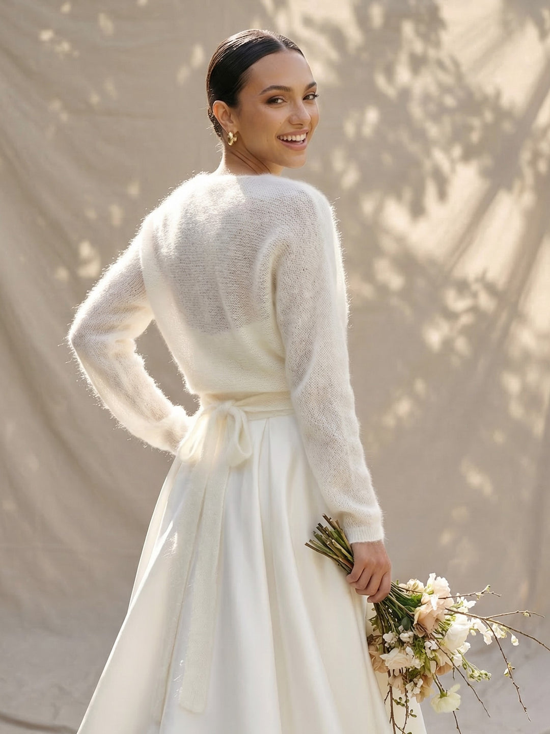 Ivory bridal mohair stole wrap knit mantle for dress wedding cardigan