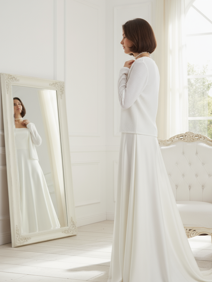 Elegant cotton shawl white bride sweater stylish wedding topper