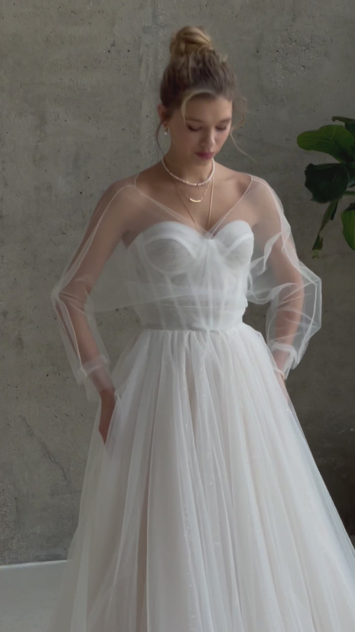 Bridal tulle wrap white bolero elegant blouse summer wedding top