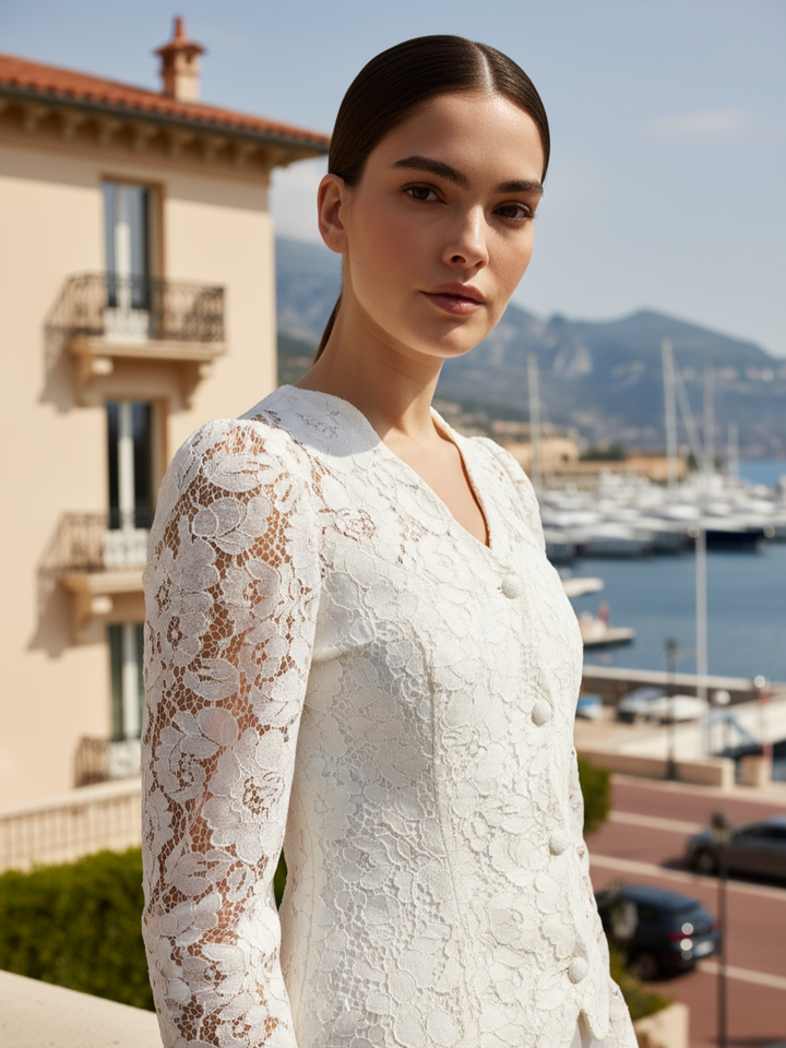 White blazer lace wedding jacket sheer bridal topper for dress